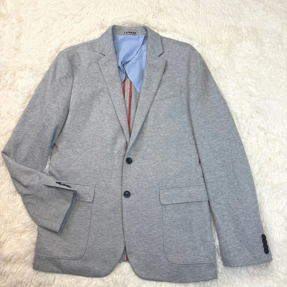 Express Blazer Mens Medium Unstructured Gray Slim Fit Photographer Jacket Preppy